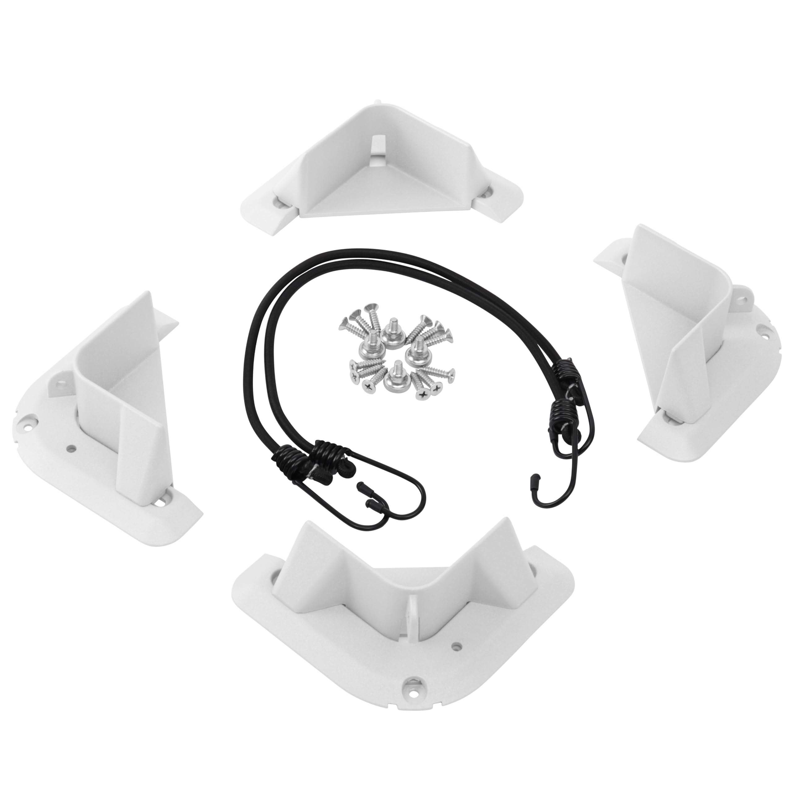 Boat Cooler Mounting Kits Universal Cooler Tie Down,Fits Most Brands,Removable Cooler Mounting kit,Include 4 Corner Pieces, 2 Quick-Connect Stretch Straps (Silver 4 Pack)