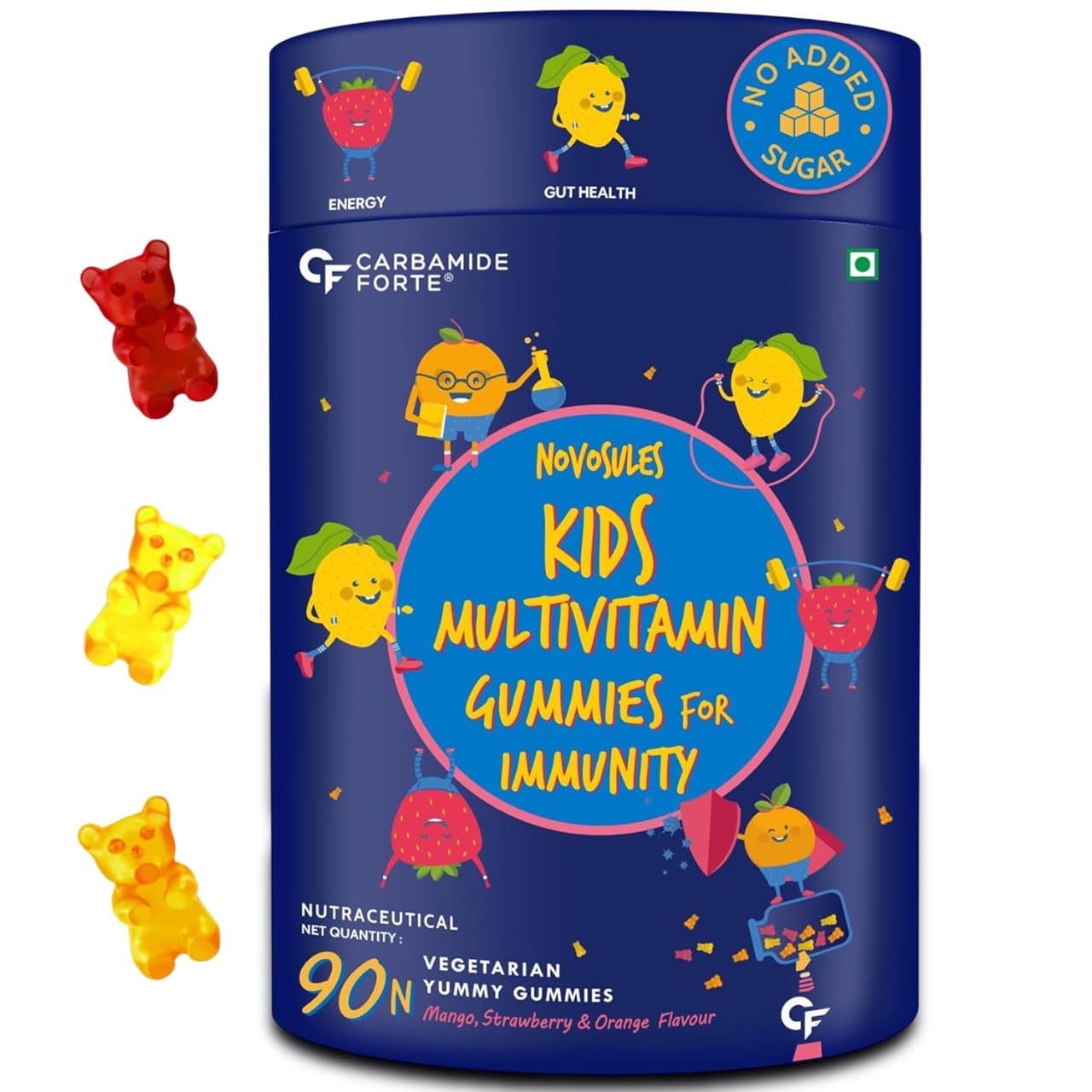 Carbamide Forte Multivitamin for Kids | Multivitamin Gummies for Kids with 20 Nutrients | Kid Gummy | Multi Vitamin Gummies Kid's For Immunity Boost | 90 Gummy Bear