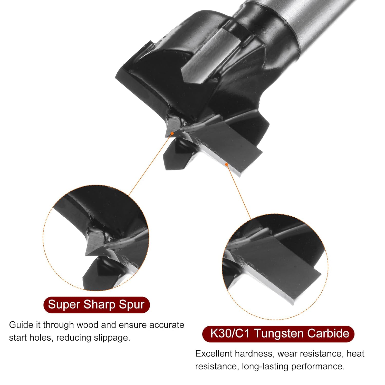 Generic Forstner Drill Bit 20mm (25/32") K30/C1 Tungsten Carbide Tip Triangle Shank Wood Forstner Bit Opener Cutter for Hinge Hole Drilling Woodworking