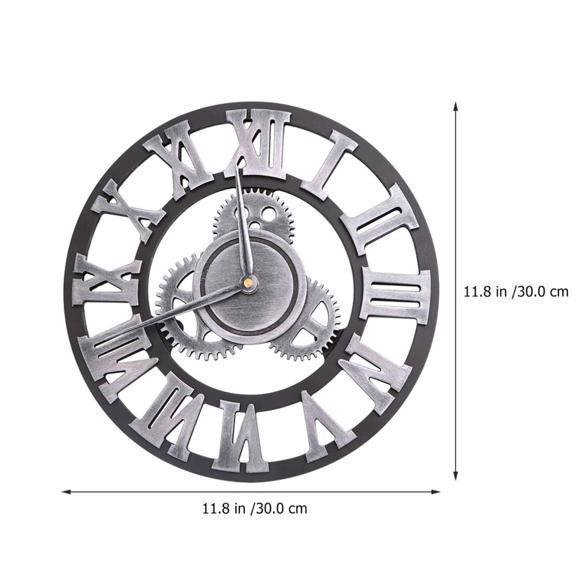TOYANDONA Industrielle Holz Wanduhr Metall Zahnraddesign mit und Einfache Montage Kreative Hängeuhr im Industrial Stil für Küche Schlafzimmer