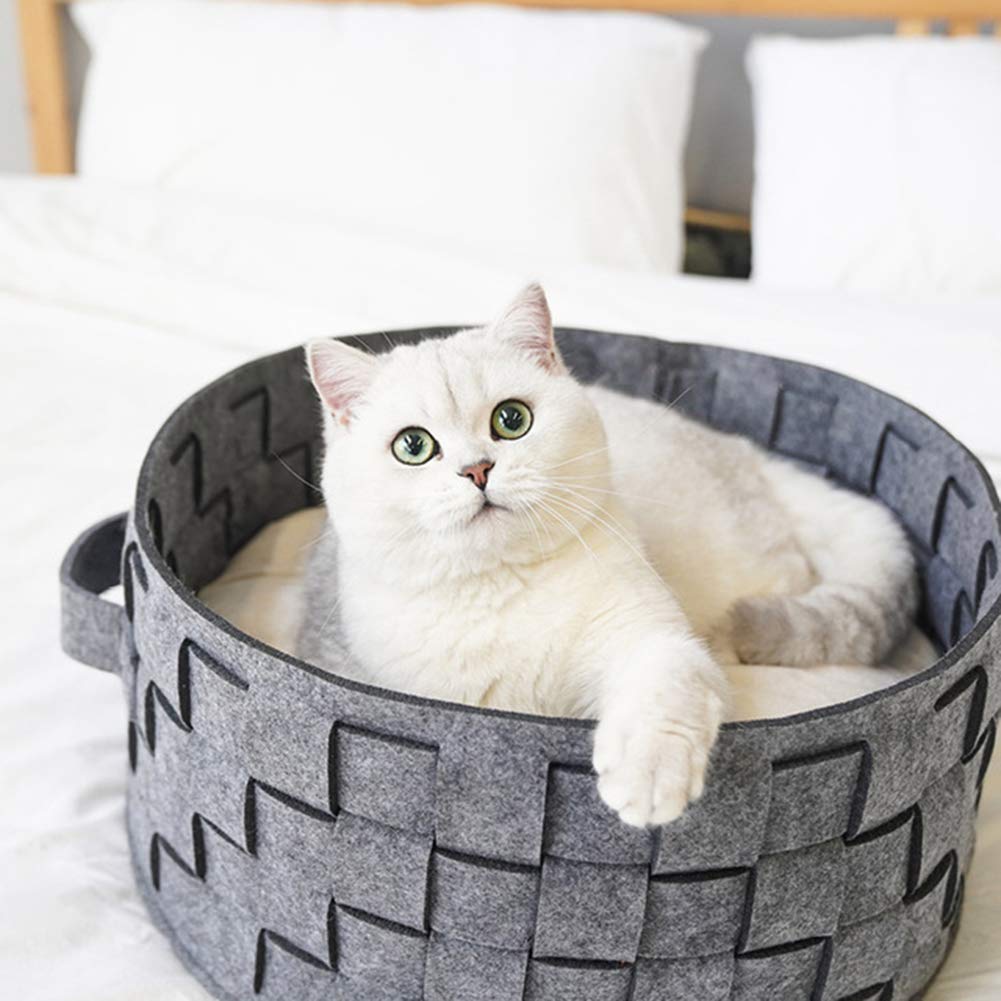Panier chat quatre saisons : le nid en feutre isolant pour de longues siestes