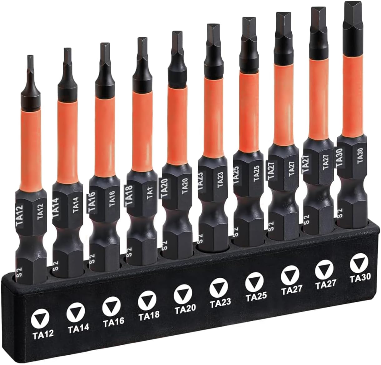 Triangle Screwdriver Set, 2"Long Magnetic Premium S2 Steel Security Bit Set, 1/4" Hex-Shank Triangle Head Drill Bit for Impact Driver, Sizes: TA12,TA14,TA16,TA18,TA20,TA23,TA25,TA27(x2),TA30