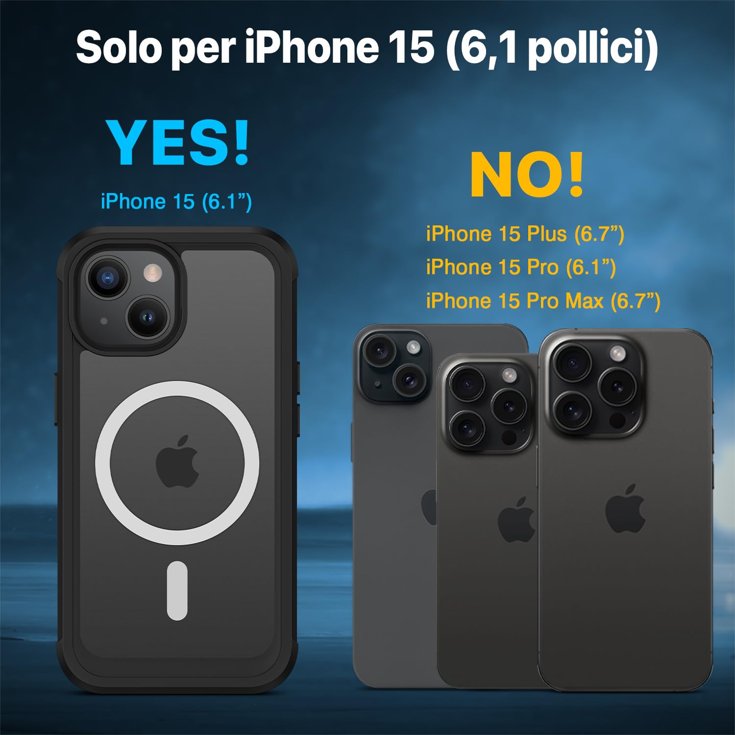 CENHUFO Cover Magnetica iPhone 15, [Compatibile con Magsafe] Integrata [9H HD] Vetro Temperato Schermo e Protezione Fotocamera, Custodia Antiurto 360 Gradi Fronte Retro Doppia Faccia Case - Nero