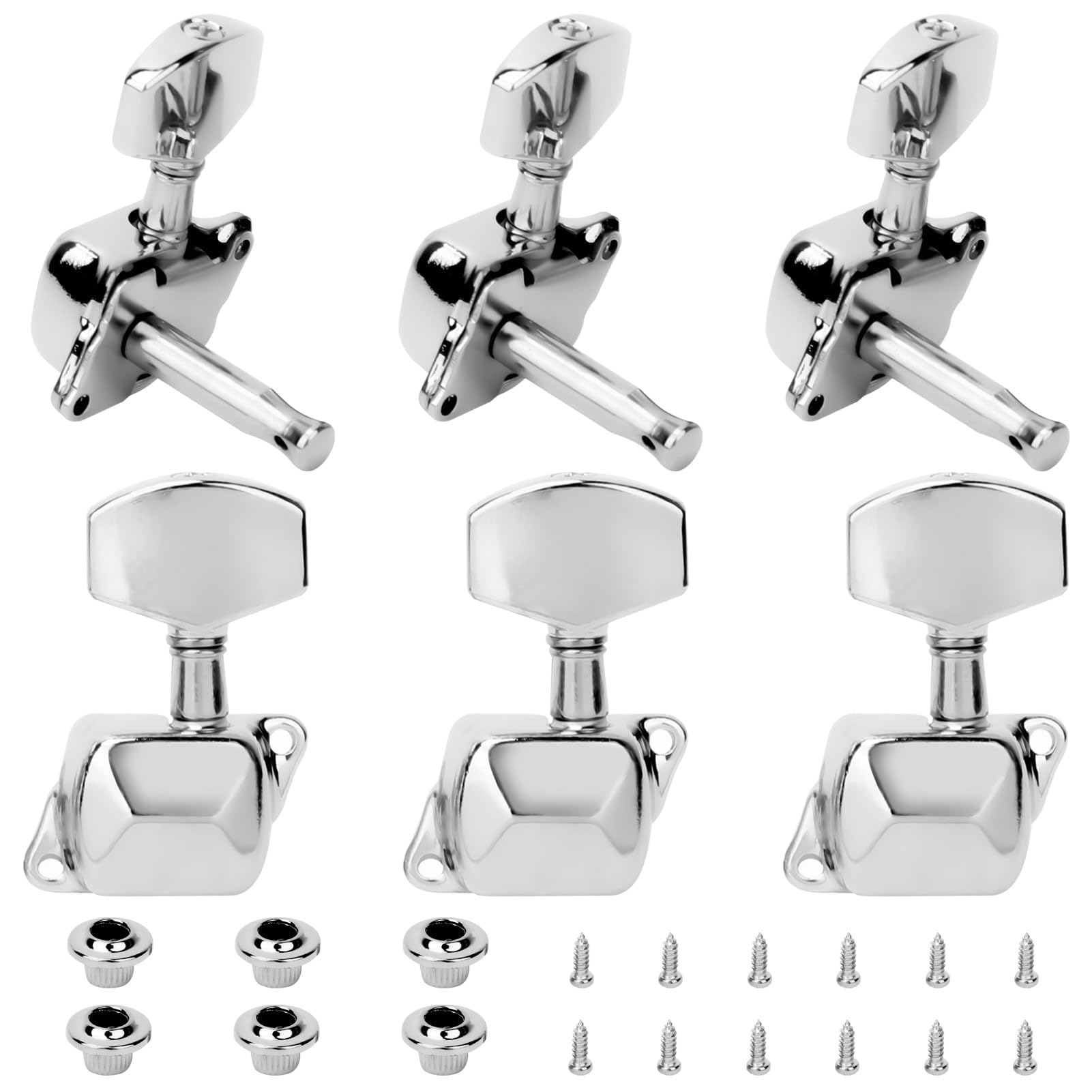 Set 6 Meccaniche Per Chitarra - Accordatori 3L+3R Per Chitarra Acustica Ed Elettrica