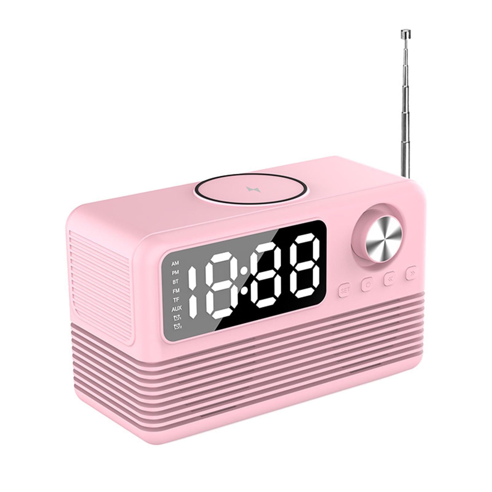 AUYXSSZ Wireless Bluetooth Alarm Clock Radio With 15w Fast Charge Speakers Portable Bluetooth ABS Portable Sound Hifi, pink