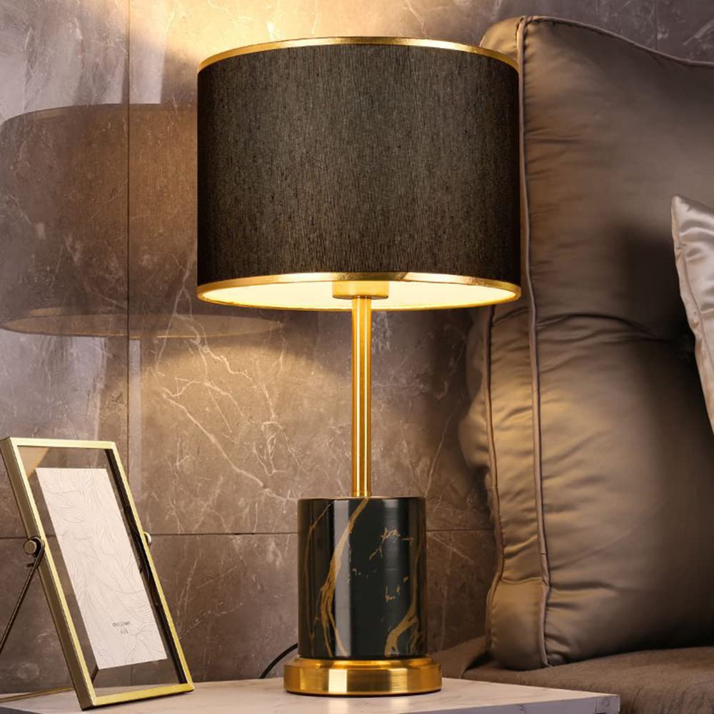 Mengjay Tischlampe Keramik Tischleuchte Lampe für Nachttisch Beistelltisch Nachttischlampe Stoffschirm E27 Vintage Retro Lustig (Schwarz)