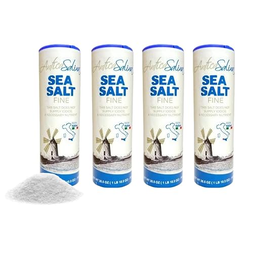 Sal marina fina | Antica Salina de Trapani, Sicilia | Todo natural, gourmet, sin blanquear, Kosher | 26.5oz (750g) | Paquete de 4