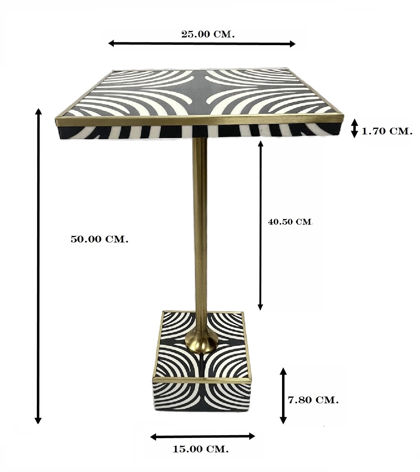 Kare Design Beistelltisch Zebra, Schwarz/Weiß, 25x25 cm, Ablagetisch, Couchtisch, Wohnzimmertisch, Blumenständer