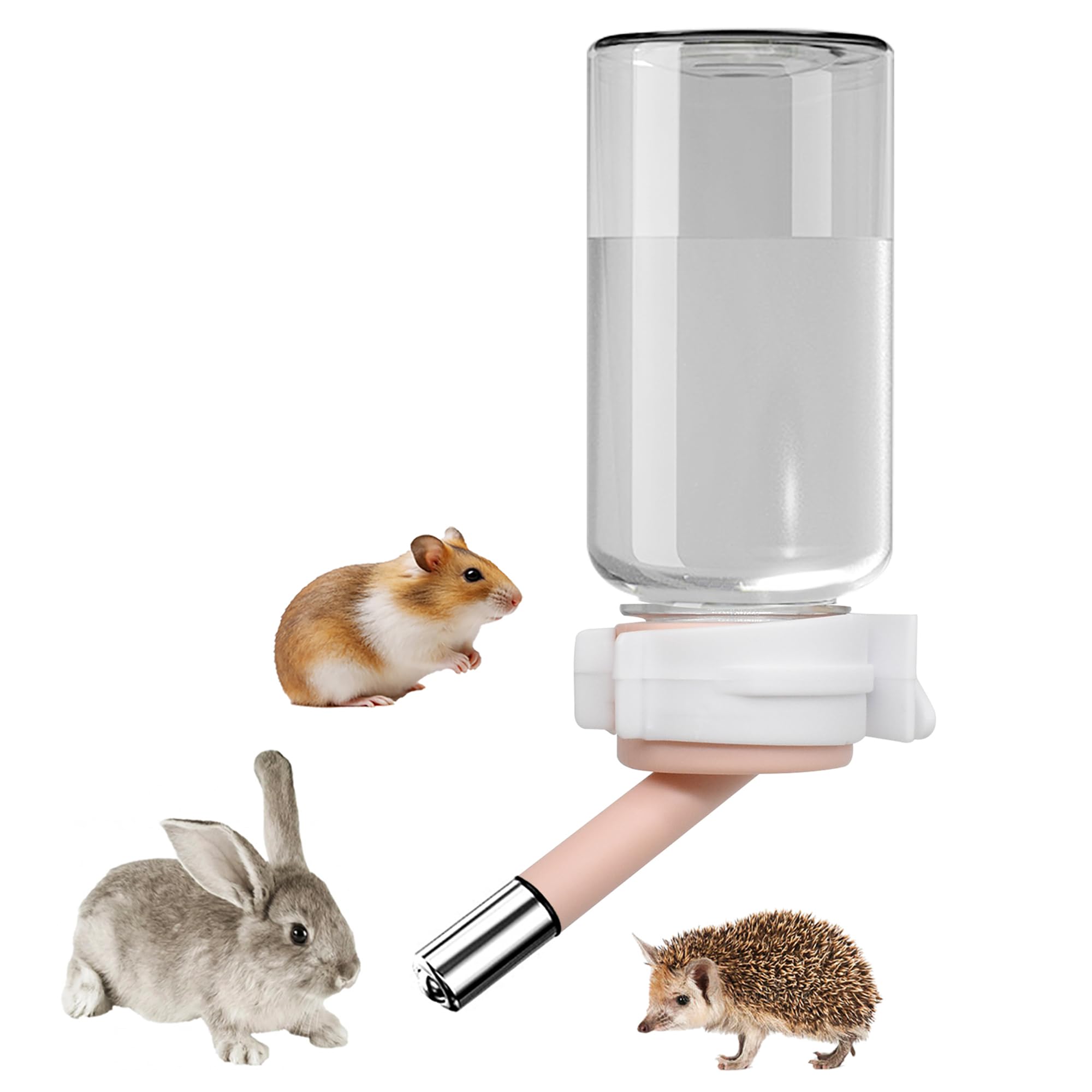GKYZBB 120ml Hamster Water Bottle,Wall Mounted No Drip Gerbil Water Feeder Dispenser for Hamster Gerbils Mice Degus Lemming Hedgehog Small-Sized Pet (Pink, 120ml)