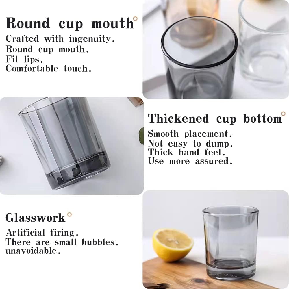 Glass Tumbler Cup 2PCS，Toothbrush Cup ，Holder for Makeup Brushes, Toothbrushes, Glasses, and Brushes on Bathroom (Amber & Gray)