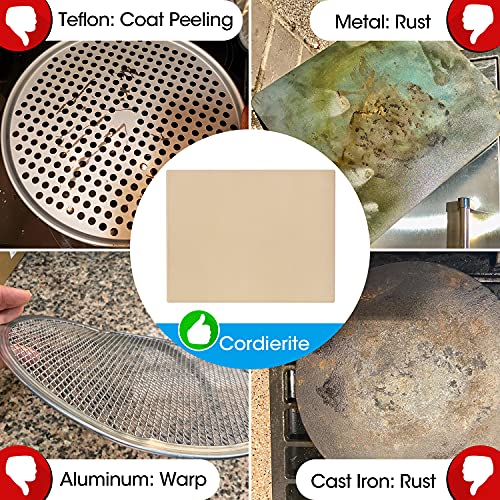 Unicook Pizza Stone 15 Inch, Premium Baking Stone For Oven Grill, Square Cordierite Bread Stone, Thermal Shock Resistant Pizza Pan For Baking Crisp Crust Pizza, Bread And More, Includes Scraper #TOP1
