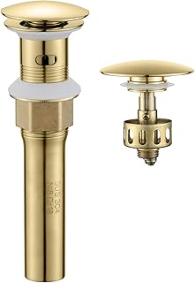 HANLIAN Pop up Drain Stopper for Bathroom Sink with Detachable Hair Catcher Basket, Push Button Sink Drain with Overflow, Anti-Explosion and Anti-Clogging Vanity Vessel Sink Drain Assembly