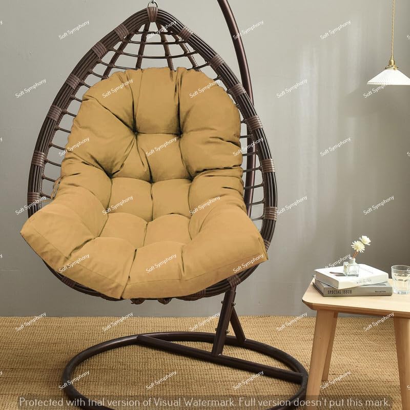 Soft Symphony Hanging Egg Jhula Cushion β Padded Polyester Seat for Outdoor Swing, Garden Basket Chair (Biege, Cushion only) 4