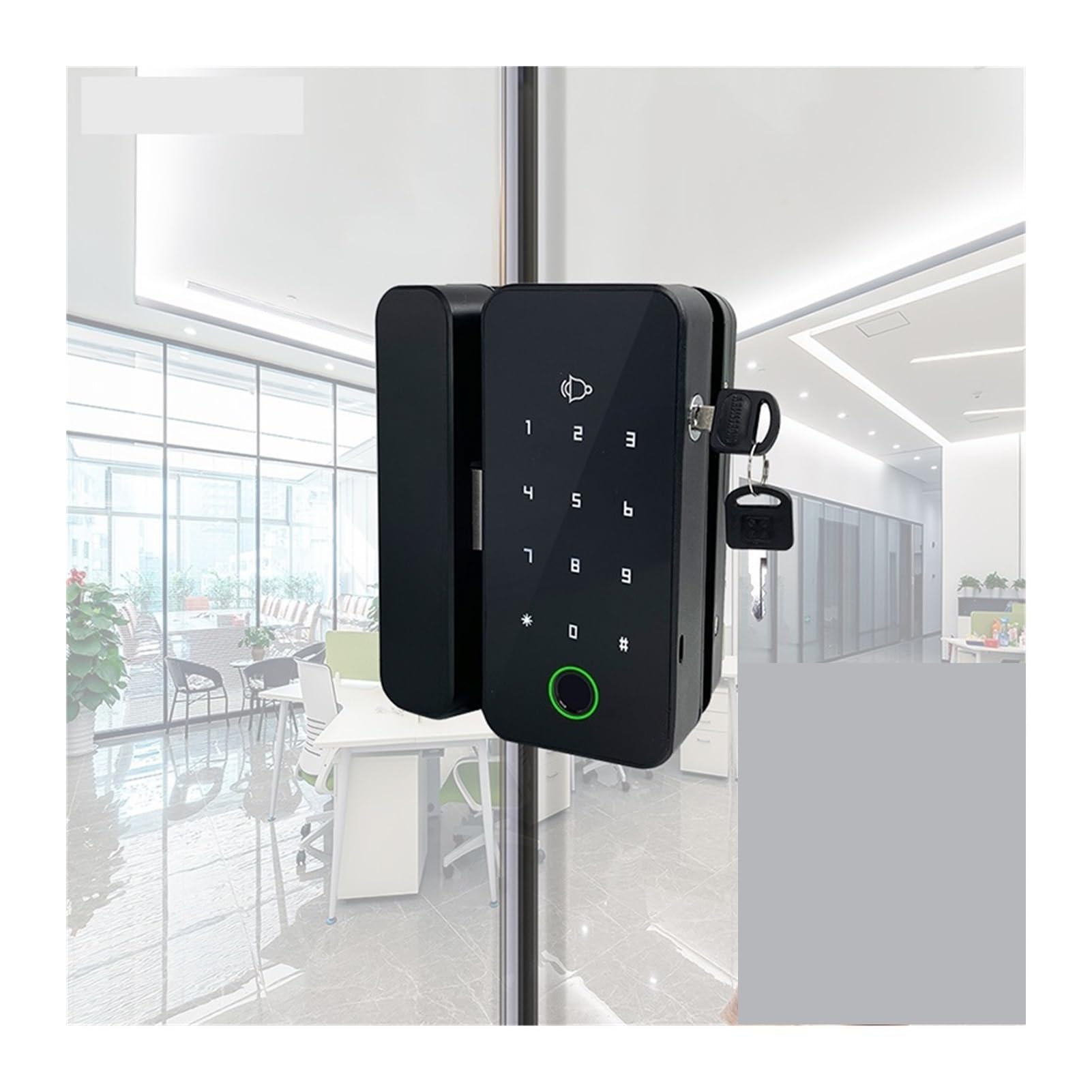 Inteligentne drzwi szklane Biometryczny zamek odcisku palca RFID IC Kod karty Biuro Elektryczny Przesuwne,Inteligentne życie(Type2(One side wall))