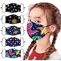 Reusable Breathable,5Pcs Kids Protective Cotton Face Bandanas,Washable Cute Cartoon Printed Face_Masks With Adjustable Ear Loops,Outdoor Haze Dust Face Health Protection for Children Back to School