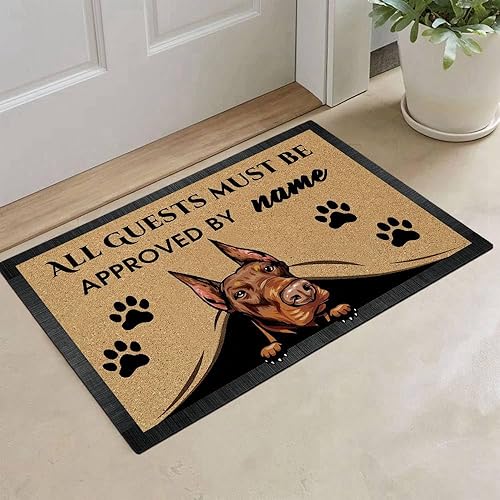 Miniatura 2 de MALIHONG Tapete personalizado con nombre de perro que asoma, Doberman, para decoración del hogar, 27.5 x 17.7 pulgadas