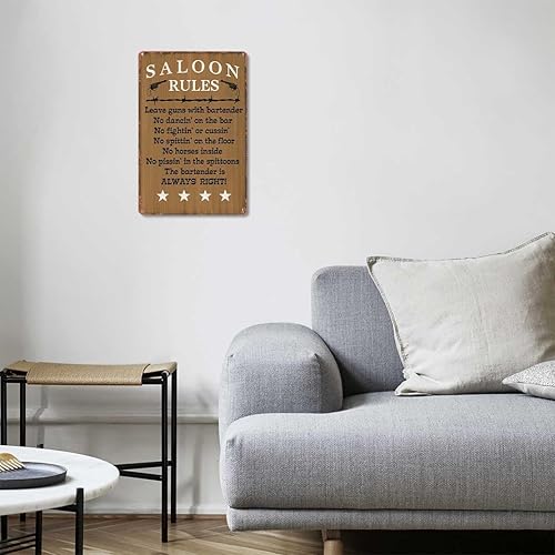 Miniatura 6 de Retro Metal Sign Saloon Rules Western Primitive Country Rustic,Text Art Poster Home Wall Decor, For Bedroom, Living Room, Bar,