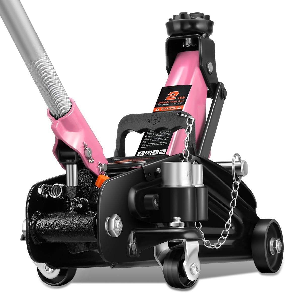 Auto Dynasty 2 Ton Floor Jack with Socket and Lock, Heavy Duty Steel Hydraulic Car Jack with Single Piston Quick Lift Pump, Hydraulic Racing Floor Jack, Lifting Range 5.1" to 13", Pink