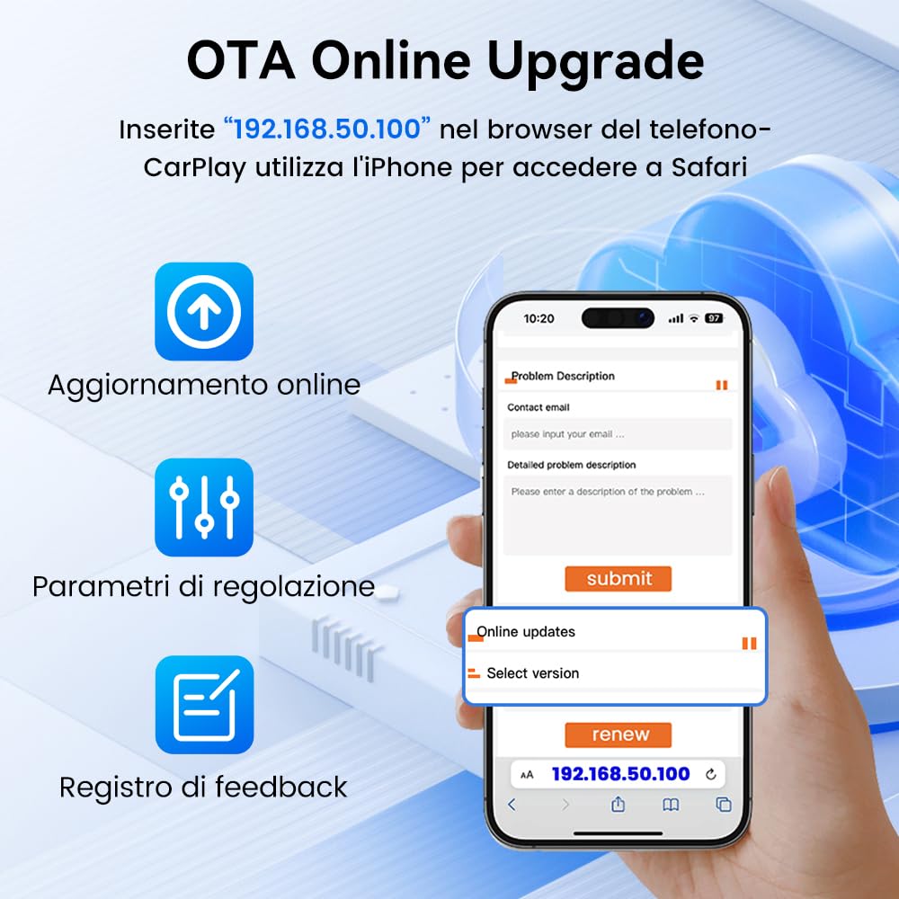 Carlinkit Mini adattatore wireless Ultra CarPlay per iPhone, adattatore wireless Android per auto, converte cablato in wireless CarPlay e Android Auto, configurazione plug-and-play, compatibile con