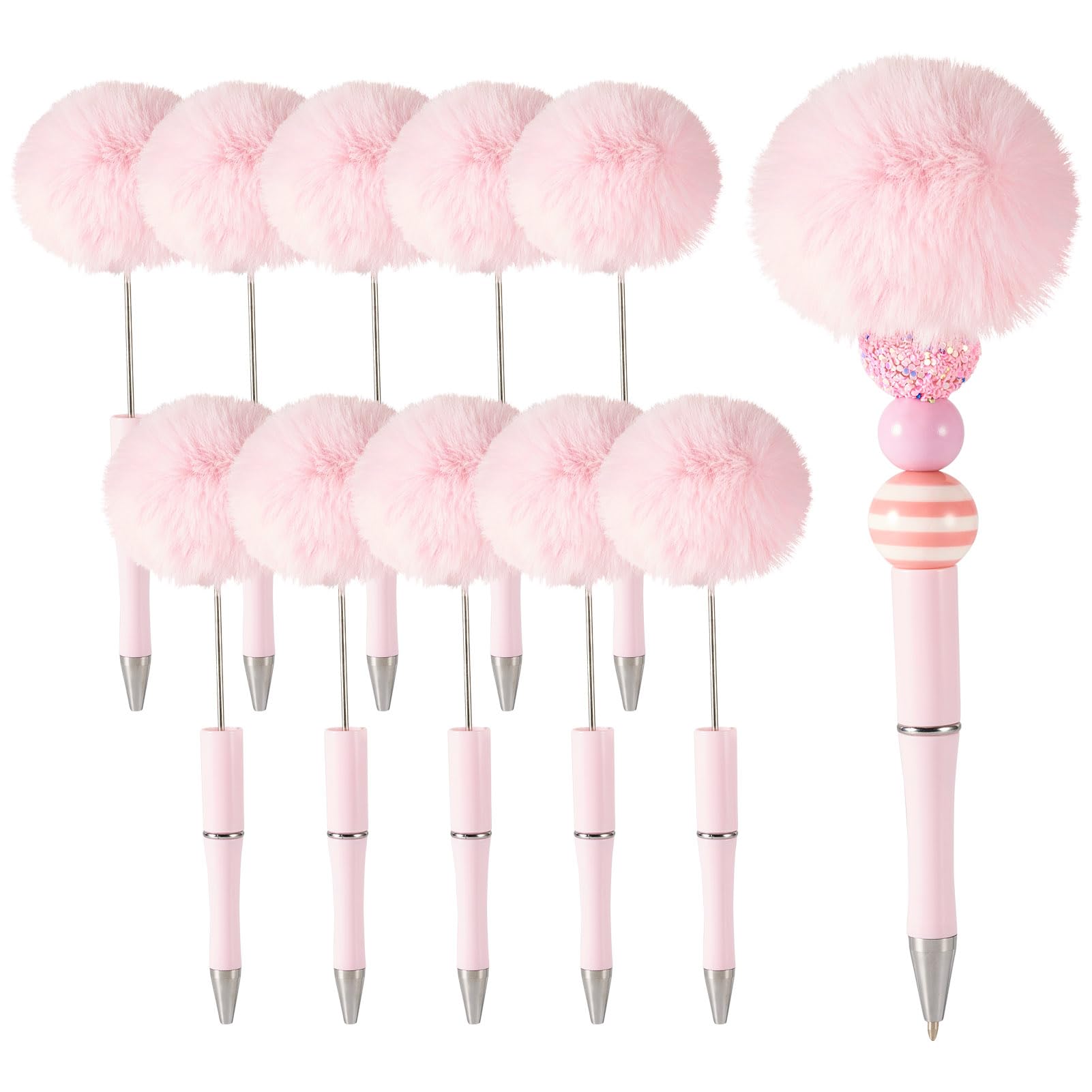 Beadthoven - 10 penne a sfera con perline in peluche, soffici, penne