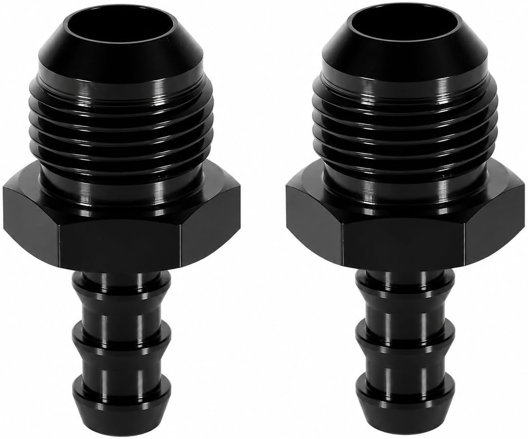 Ucreative 10AN Male Flare to 3/8 Inch Hose Barb Straight Fitting Adapter Black 2PCS
