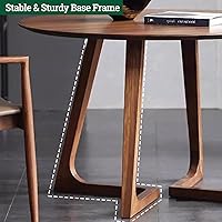 Vista 6 de Mesa de comedor moderna de mediados de siglo, mesas redondas de madera maciza para cocina y comedor, mesa de pedestal rústica, mesa de centro