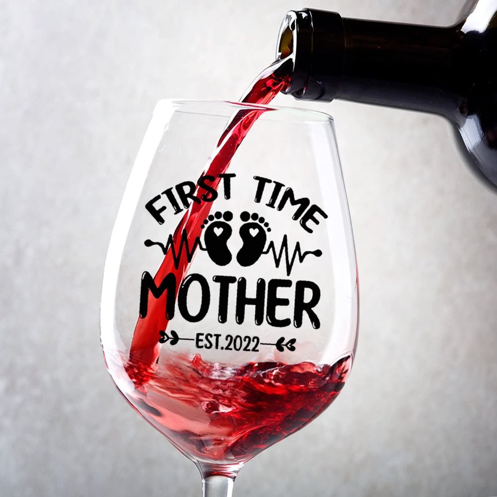 Verres à vin Promoted to Mother en cristal de haute clarté avec design unique et boîte écrin