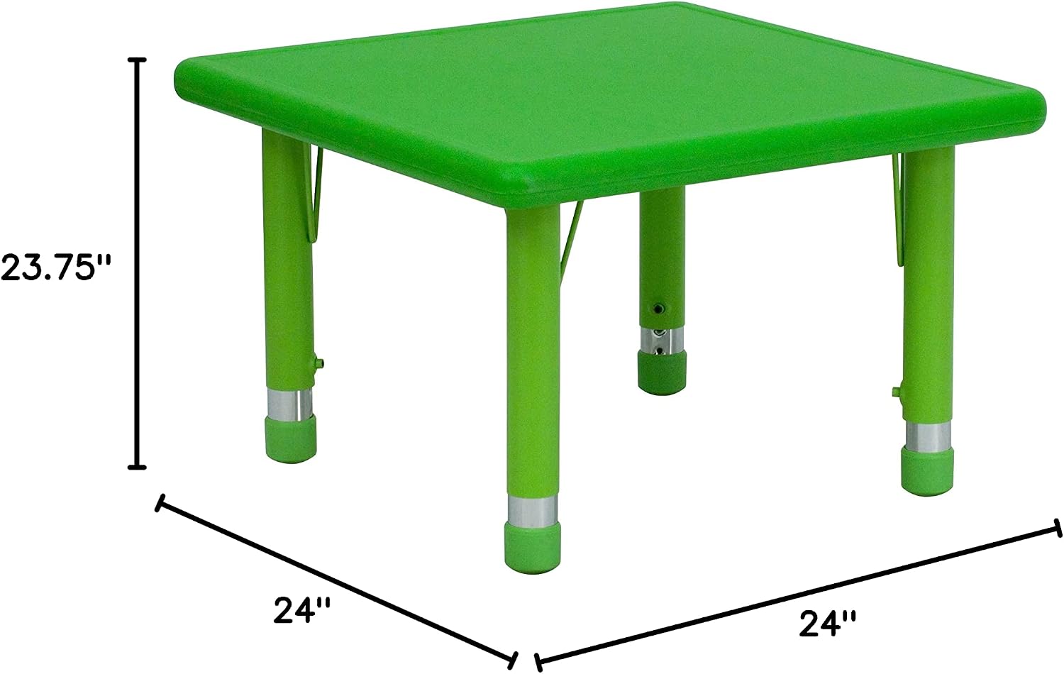 Flash Furniture Wren 24'' Square Green Plastic Height Adjustable Activity Table
