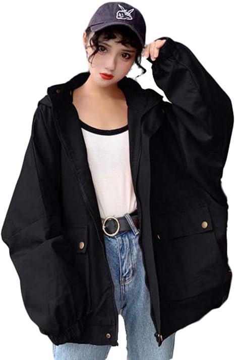 Amazon Zhongjue ジュージェン ブルゾン レディース ゆったり 韓国 ジャケット フード付き 長袖 アウター ジップアップ Bf風 ファッション ジャンパー 原宿系 おしゃれ 黒 春 コート ジャケット 通販 Amazon Zhongjue ジュージェン ブルゾン レディース ゆったり 韓国 ジャケット フード付き 長袖 アウター ジップアップ Bf風 ファッション ジャンパー 原宿系 おしゃれ 黒 春 コート ジャケット 通販