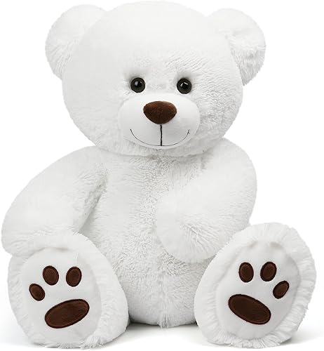 LotFancy - Oso de peluche de 200pulgadas diseño de oso de peluche blanco con grandes huellas regalos para niñas novia esposa en San ValentĂn LotFancy - Oso de peluche de 200pulgadas diseño de oso de peluche blanco con grandes huellas regalos para niñas novia esposa en San ValentĂn