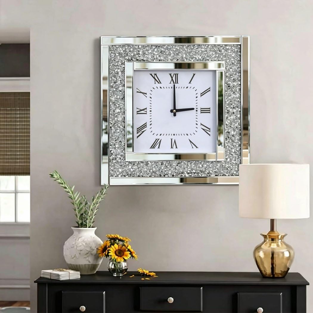 Amazon.com: DMDFIRST Silver Square Mirror Clock 20x20inches