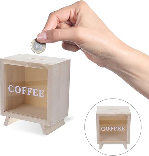 Miniatura 9 de Zerodeko Hucha de madera, marco de madera, caja de sombras, tarro de ahorro de dinero, caja de dinero para viajes, caja de dinero para monedas, caja