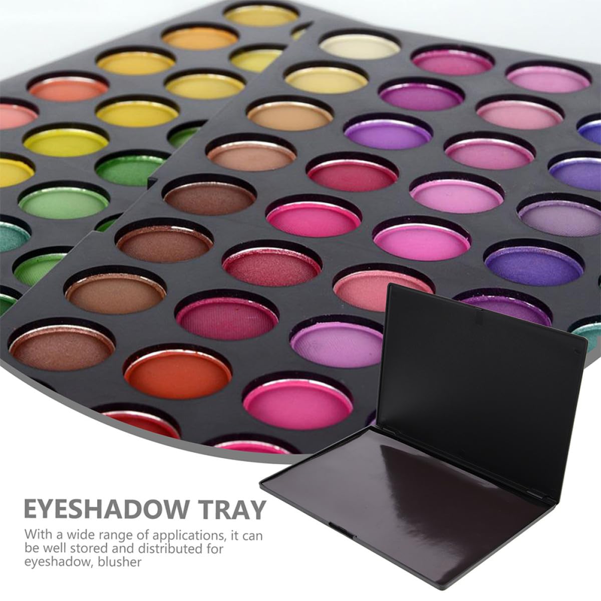 SHERCHPRY Palette Magnetica Nera Vuota per Ombretti 2 Pezzi in Abs Leggera e Resistente per Make Up On-the-go e Conservazione Cosmetici