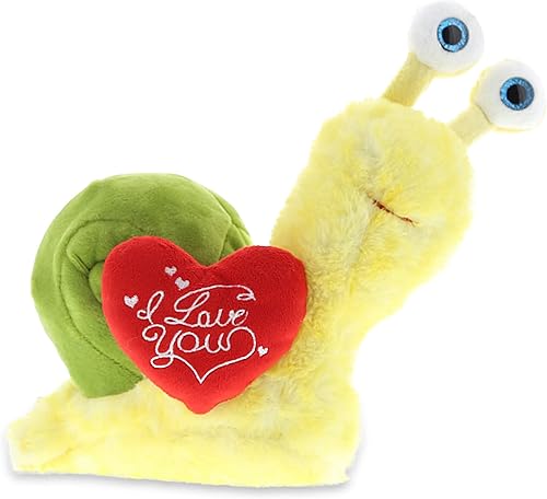 Miniatura 1 de DolliBu Caracol amarillo de peluche con texto en inglés "I Love You", bonito regalo de animal de peluche para el día de San Valentín, cumpleaños,