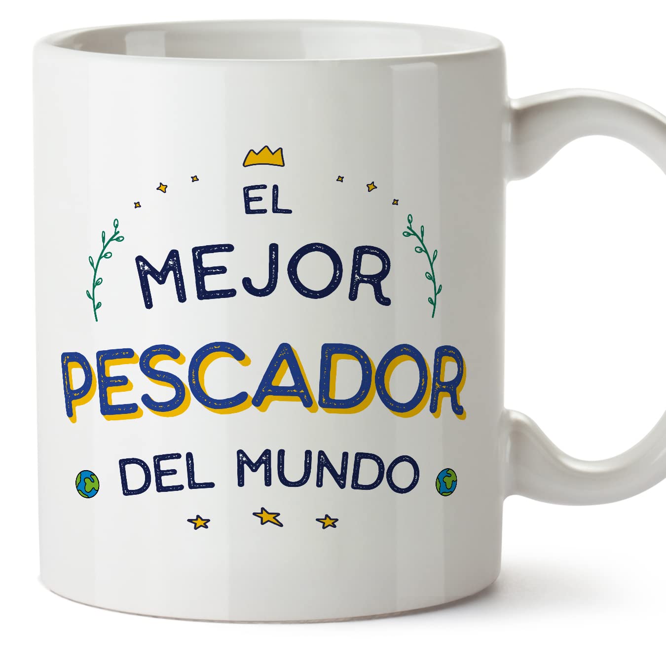 MUGFFINS Fisherman Man Mug - in Spanish - Mejor del Mundo - Funny Gift for Colleagues - Ceramic 11oz Mug