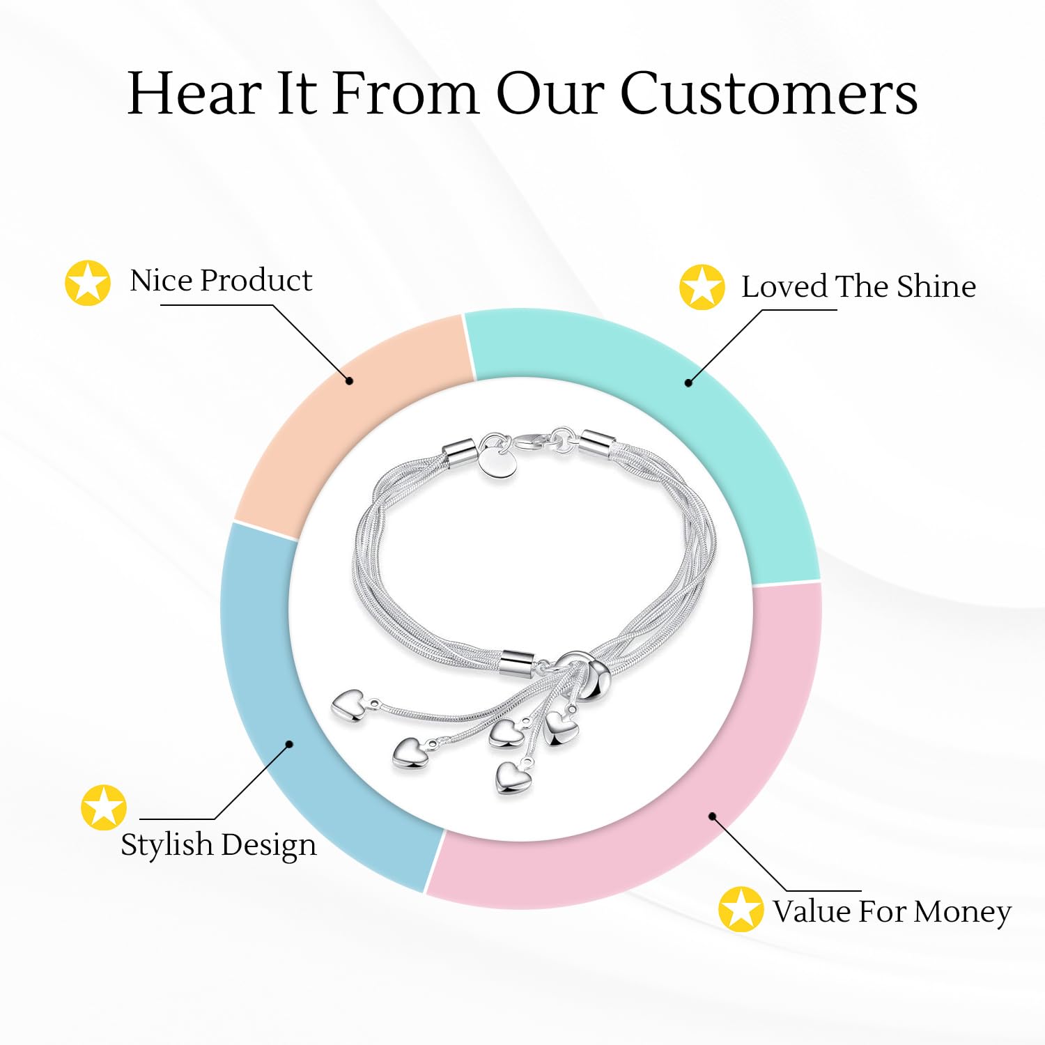 Yellow Chimes Elvora Bracelet for Women Silver Charm Bracelets | Silver Toned Heart Shaped Hanging Charm Bracelet for Girls | Birthday Gift for Women Valentine Gift for Girls 4