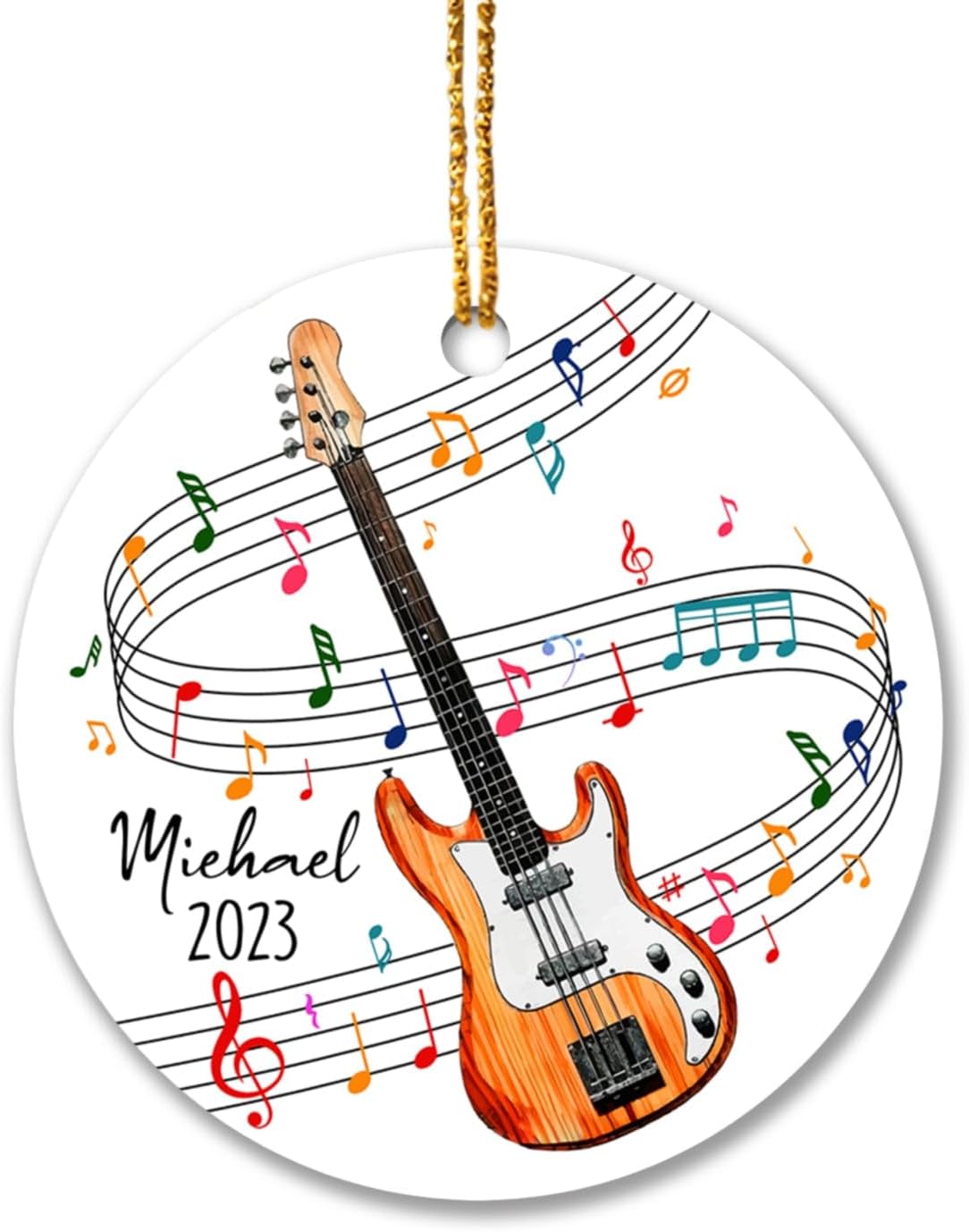 Bass Guitar Ornament Xmas, Personalized Bass Guitar