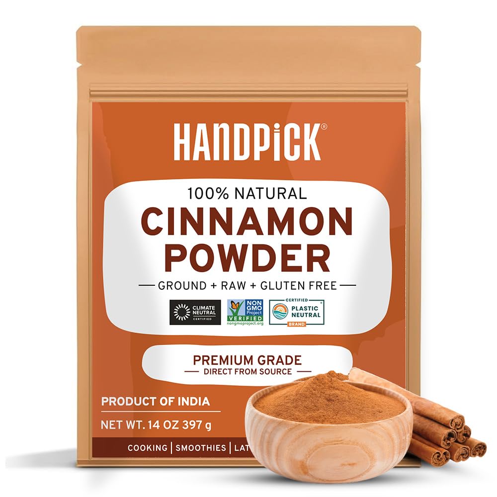 Cinnamon Powder (397g) Non-GMO & 100% Raw Ground Cinnamon | 100% Halal Certified | Resealable Zip Lock Pouch | Cooking, Smoothies, Lattes & Tea
