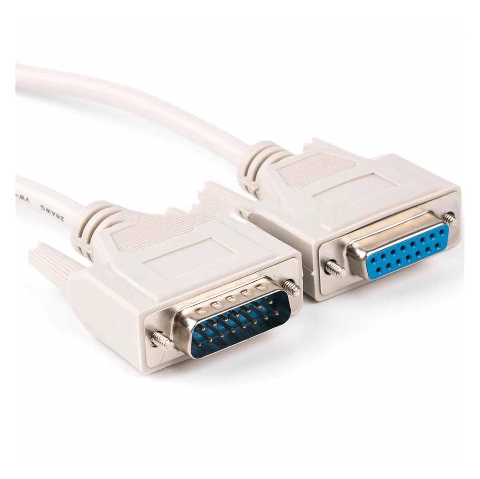 Cable de extensión paralelo DB15 macho a hembra, 15 pines, 2 filas, color beige negro, opcional, 1,5 m(3.0M,Beige)