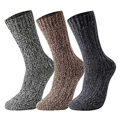 GLENMEARL 3 Pack Womens and Mens Merino Wool Hiking Socks Winter Warm Soft Snow Boot Crew Socks for Women & Mens (Size 7-10) Cover
