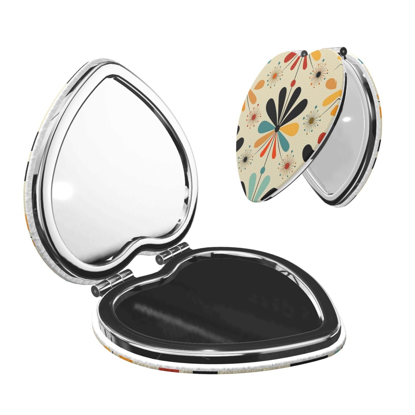 DWVTSLH Retro Modern Compact Mirror for Purse, Double-Sided 2X/1X Magnifying Mirror for Women Men, Travel Makeup Mirror for Handbag, Handheld Vanity Mirror for Gift