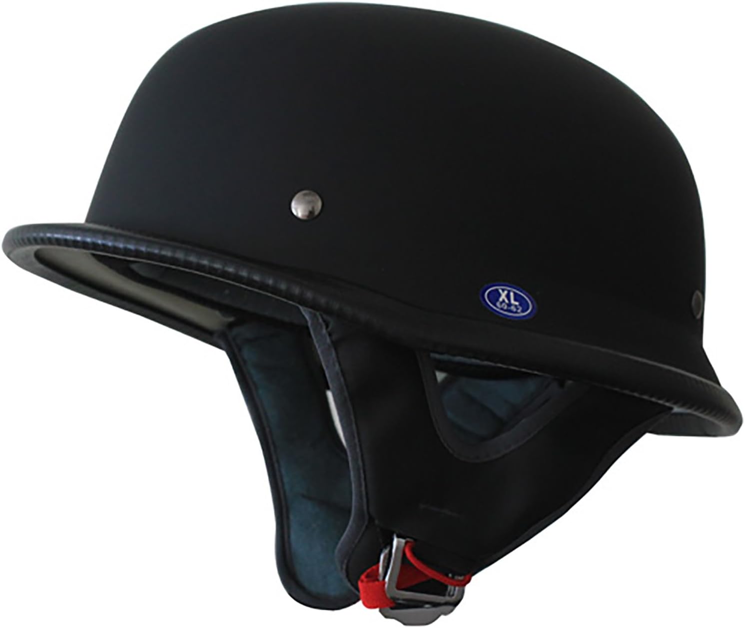 Low Profile German Half Helmet Open Face Cruiser Chopper Biker Helmet (Matt Black, XL)