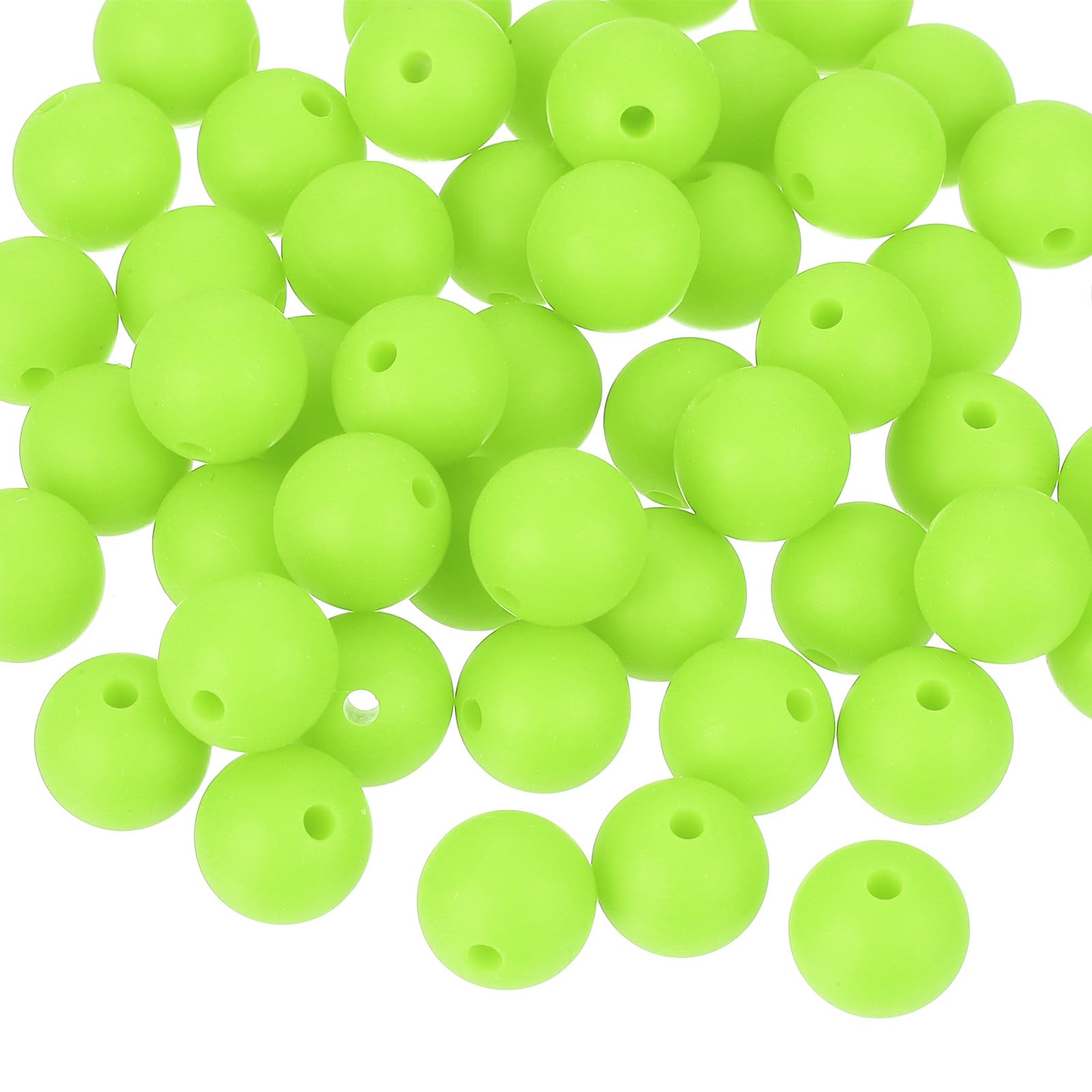 uxcell 50Pcs 9mm Silicone Beads, Round Loose Rubber Bead Bulk Focal Beads for DIY Keychain Pens Bracelets Jewelry Making (Fluorescent Green)
