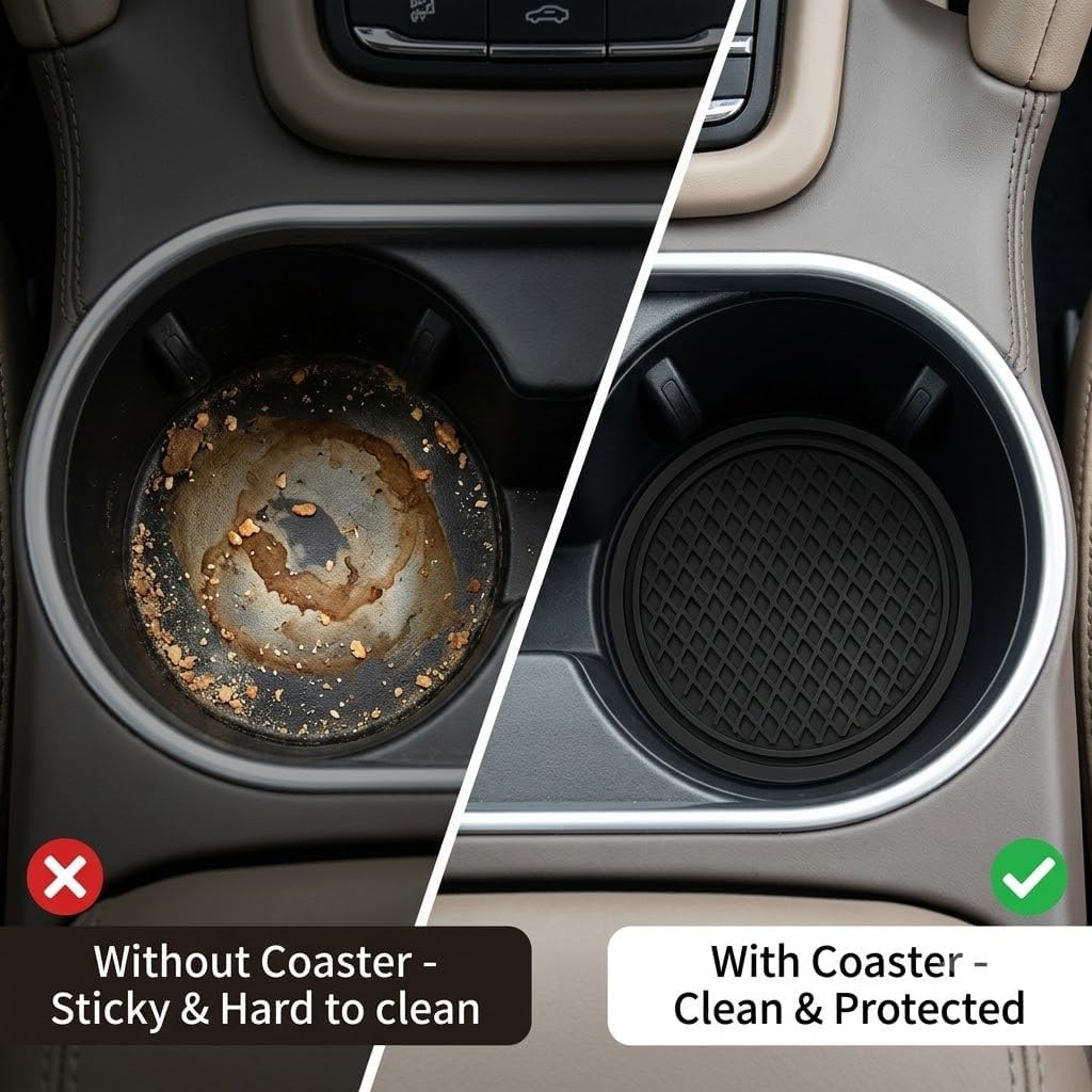 2 Pcs Silicone Car Coasters Anti Slip for Kia Mohave 2008–2025 2026 HM image 4