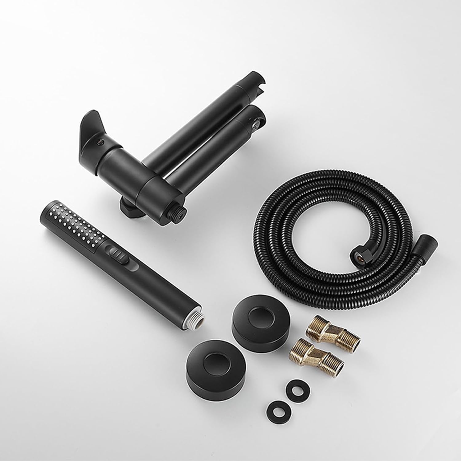 バスシャワーミキサータップウォールマウントバスバスバスフィラータップシングルレバーバスルームタップミキサーとシャワーセットガングレー