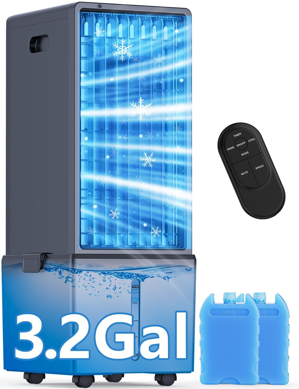 Photo 1 of COOLECH 4-IN-1 Windowless Air Conditioner w/3.2-Gal Tank for 24H Cooling, 4 Speeds & 4 Modes, LED Touch Screen, Waterless Alert System & 12H Timer, Portable Air Conditioners for Bedroom - Grey
