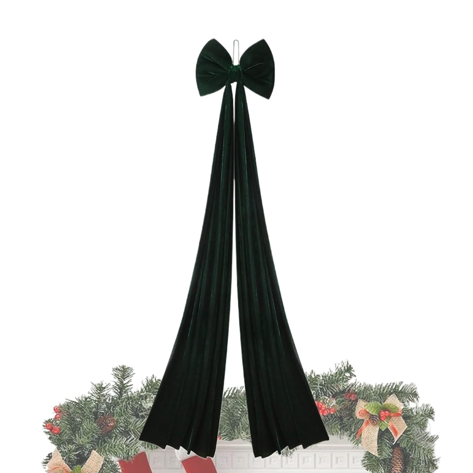 Lazo para Corona de Árbol de Navidad Extra | 2.0 m Decoración Estacional,Lazo De Terciopelo para Árbol Navideño Rústico - para Hogar Pared Chimenea Porche Oficina Fiesta Boda