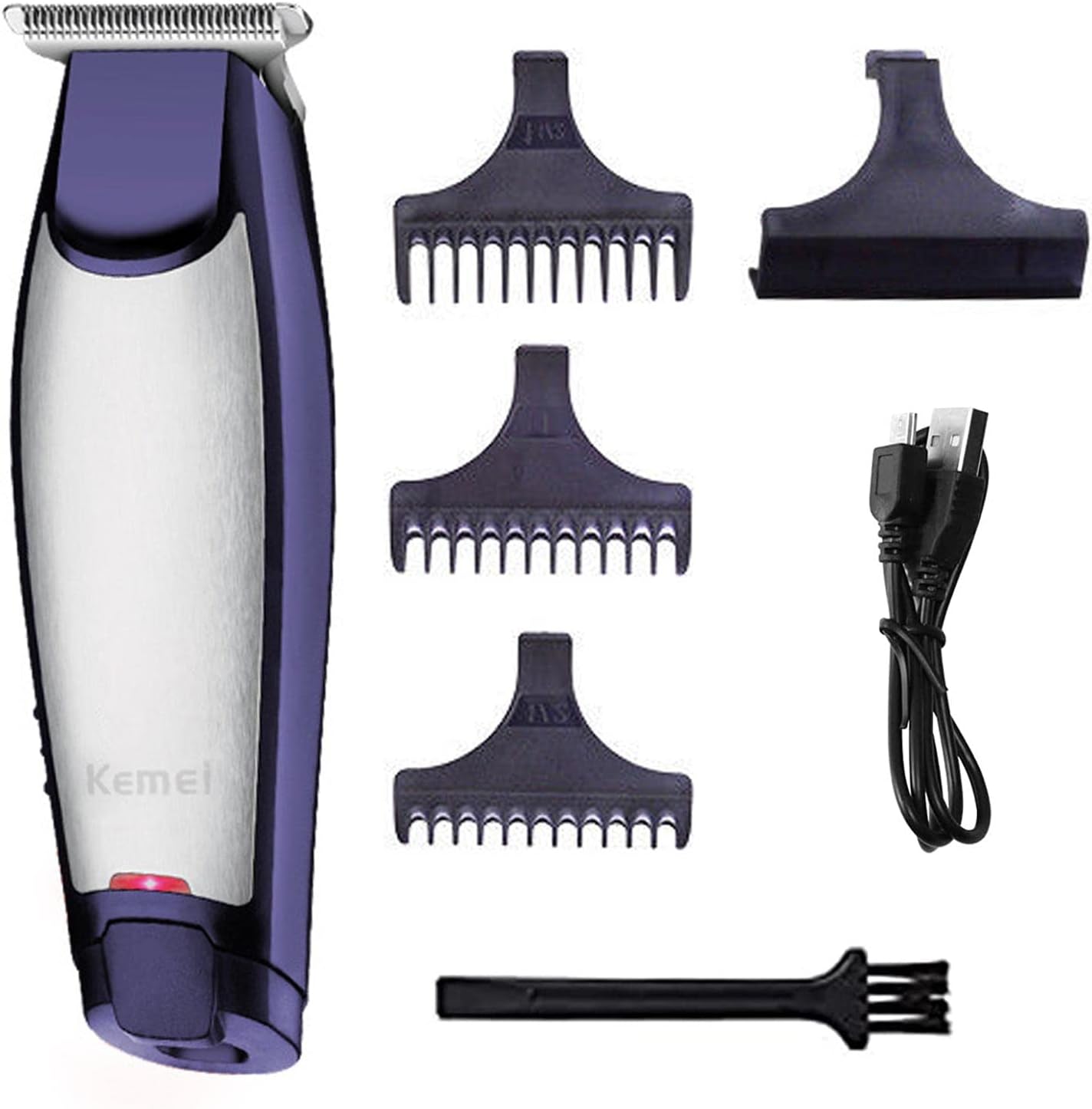 KEMEI Men's Self-Cut Hair Trimmer Waterproof Cordless Rechargeable Hair Cutting Clippers Groomer with Stainless Steel