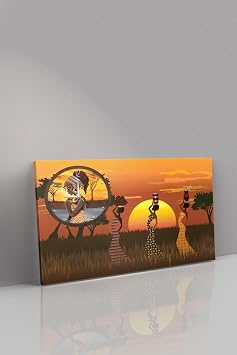 Afrikalı Kadınlar Saatli Kanvas - Canvas Tablo