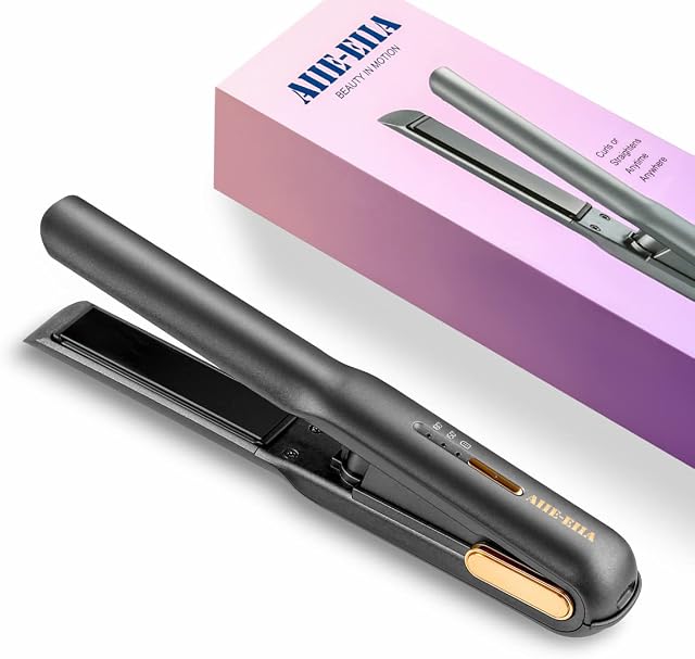 Cordless Hair Straighteners Curler 2 in 1 Cordless Portable Hair Iron Ceramic 8 Inch, Anti-Scald 2-Level Hair Straightening Iron with 110-220V, Heats Up Fast